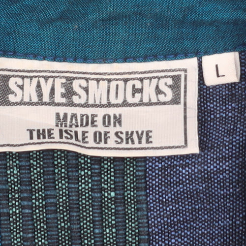 Skye Smocks Women’s Blue Striped Handmade Cotton Jacket Size L
