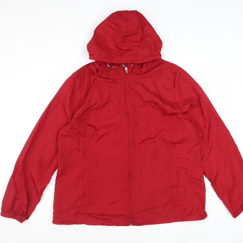 Northern Reflections Women's Red Hooded Packaway Windbreaker Jacket L