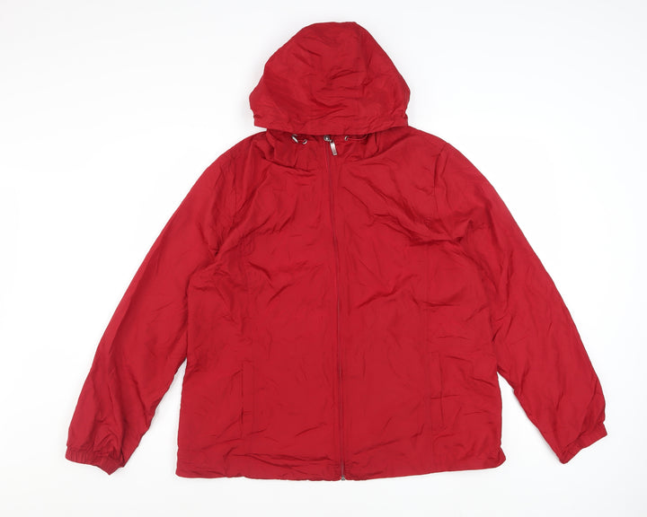 Northern Reflections Women's Red Hooded Packaway Windbreaker Jacket L
