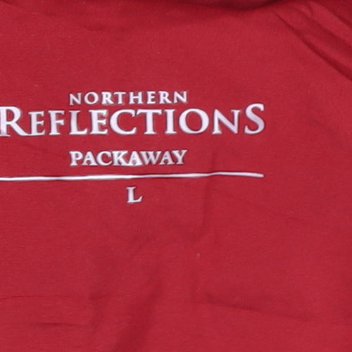 Northern Reflections Women's Red Hooded Packaway Windbreaker Jacket L
