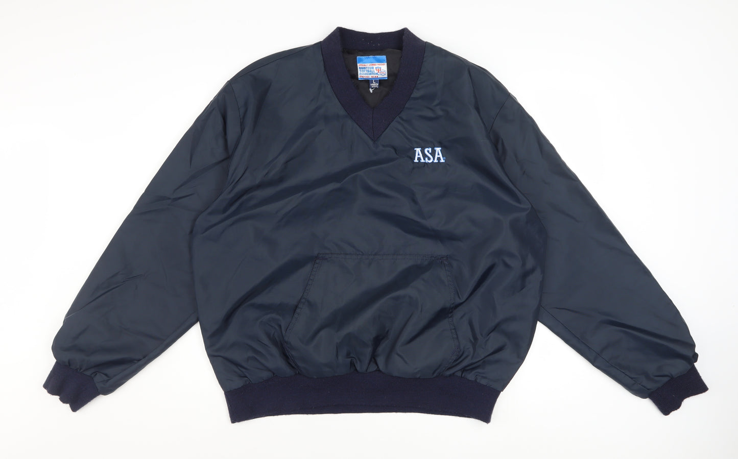 Amateur Softball Association Men's Blue Pullover Nylon Sweatshirt L