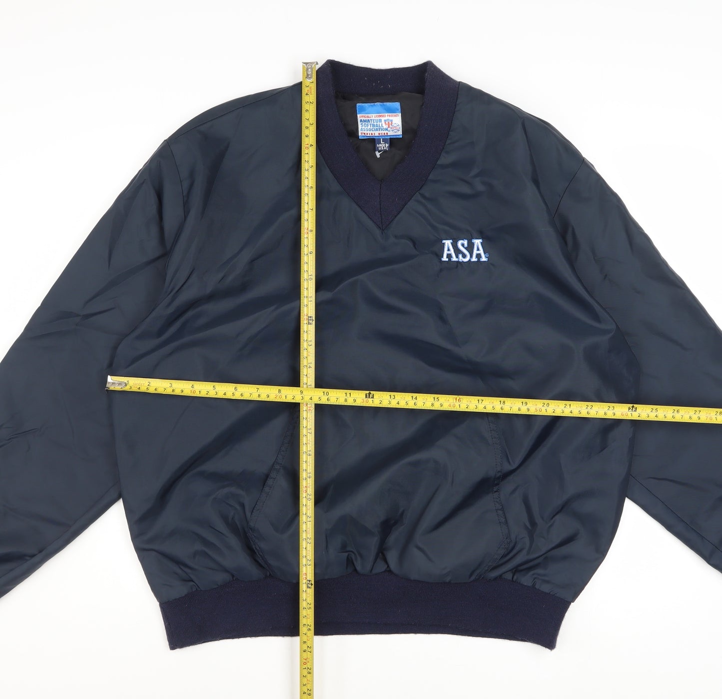Amateur Softball Association Men's Blue Pullover Nylon Sweatshirt L