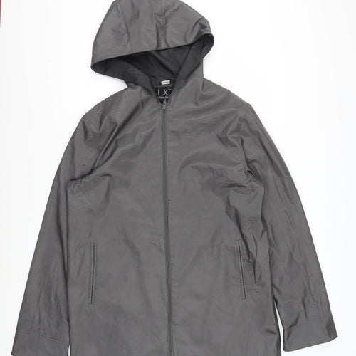 Utex Design Women Grey Waterproof Hooded Rain Coat Jacket M