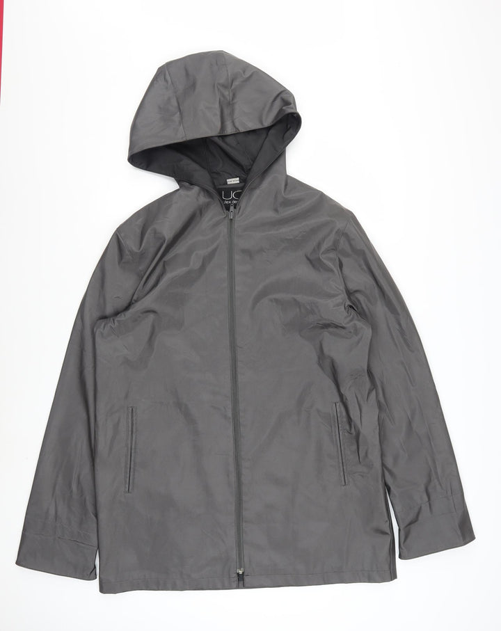 Utex Design Women Grey Waterproof Hooded Rain Coat Jacket M