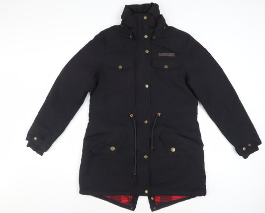 Triple Five Soul Women's Black Parka Coat Size M Long Hooded Winter Jacket