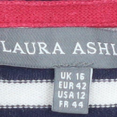 Laura Ashley Women’s Multicoloured Stripe Cotton Jumper UK 16
