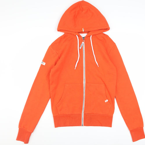 Superdry Mens Orange Full Zip Hoodie XS Regular Fit Fleece