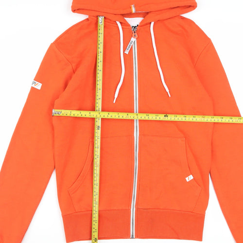 Superdry Mens Orange Full Zip Hoodie XS Regular Fit Fleece