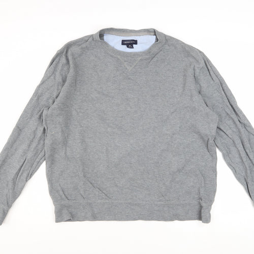 Lands' End Men's Grey Cotton Crew Neck Sweatshirt M Regular Fit