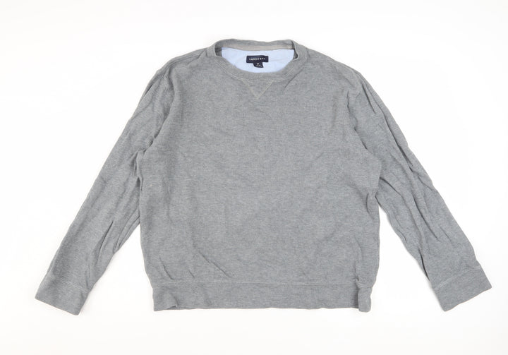 Lands' End Men's Grey Cotton Crew Neck Sweatshirt M Regular Fit