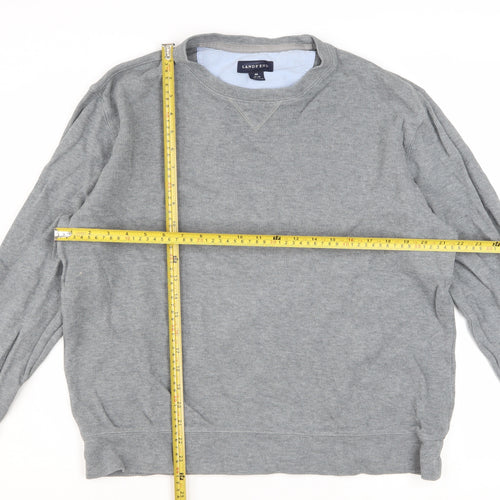 Lands' End Men's Grey Cotton Crew Neck Sweatshirt M Regular Fit