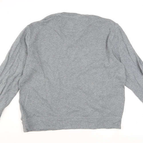 Lands' End Men's Grey Cotton Crew Neck Sweatshirt M Regular Fit