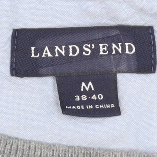 Lands' End Men's Grey Cotton Crew Neck Sweatshirt M Regular Fit
