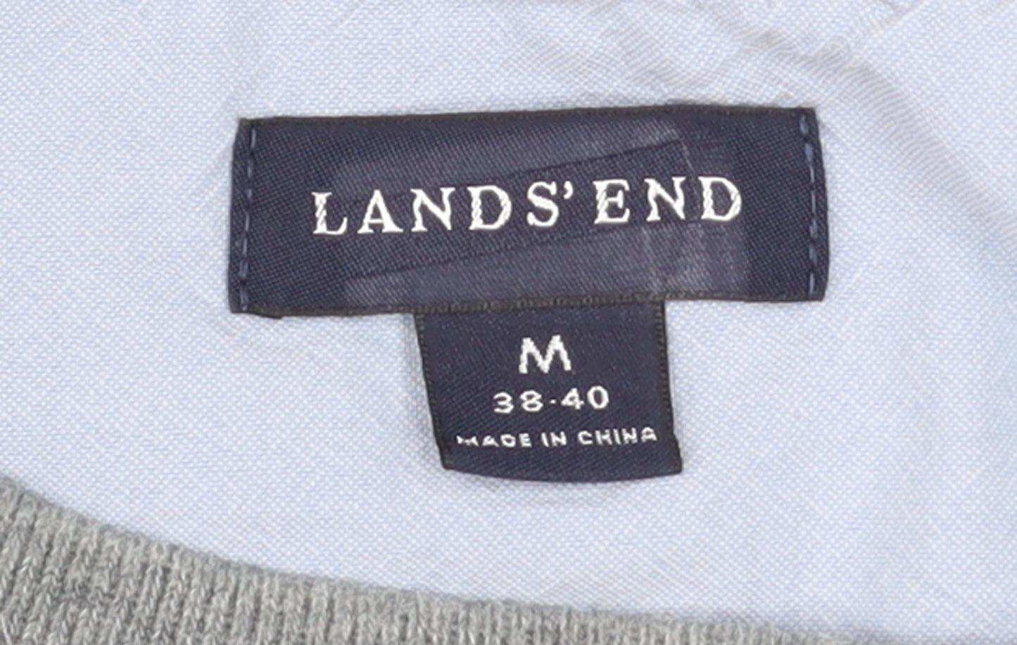 Lands' End Men's Grey Cotton Crew Neck Sweatshirt M Regular Fit