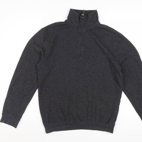 Hudson River Men's Grey 1/2 Zip Knit Jumper Size S