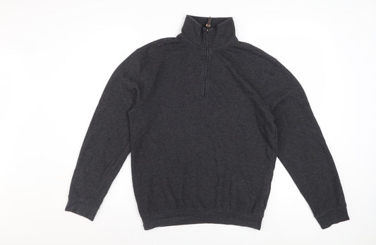 Hudson River Men's Grey 1/2 Zip Knit Jumper Size S