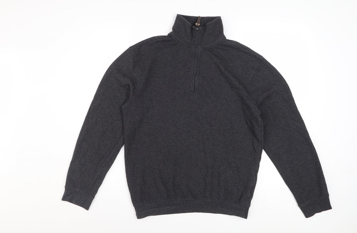 Hudson River Men's Grey 1/2 Zip Knit Jumper Size S