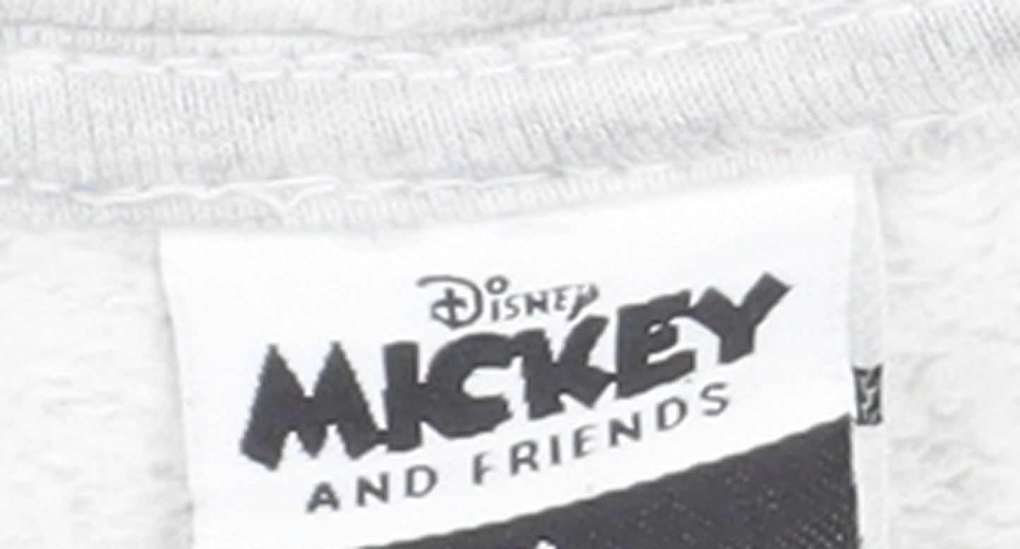 Disney Mickey & Friends Grey 1/4 Zip Sweatshirt Women L 16-18