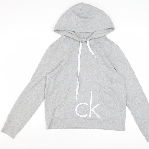 Calvin Klein Women Grey Hoodie Medium Cotton Blend CK Logo
