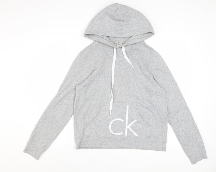 Calvin Klein Women Grey Hoodie Medium Cotton Blend CK Logo