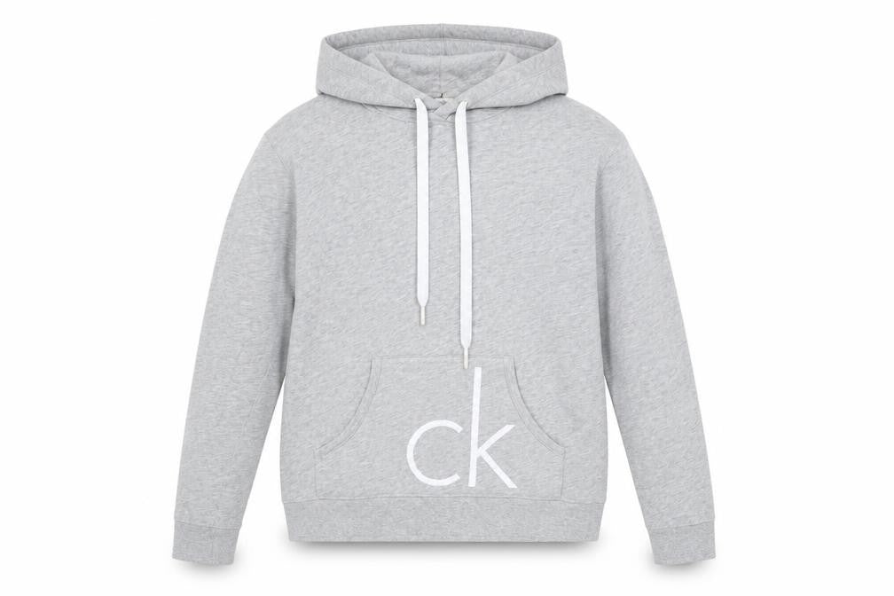 Calvin Klein Women Grey Hoodie Medium Cotton Blend CK Logo