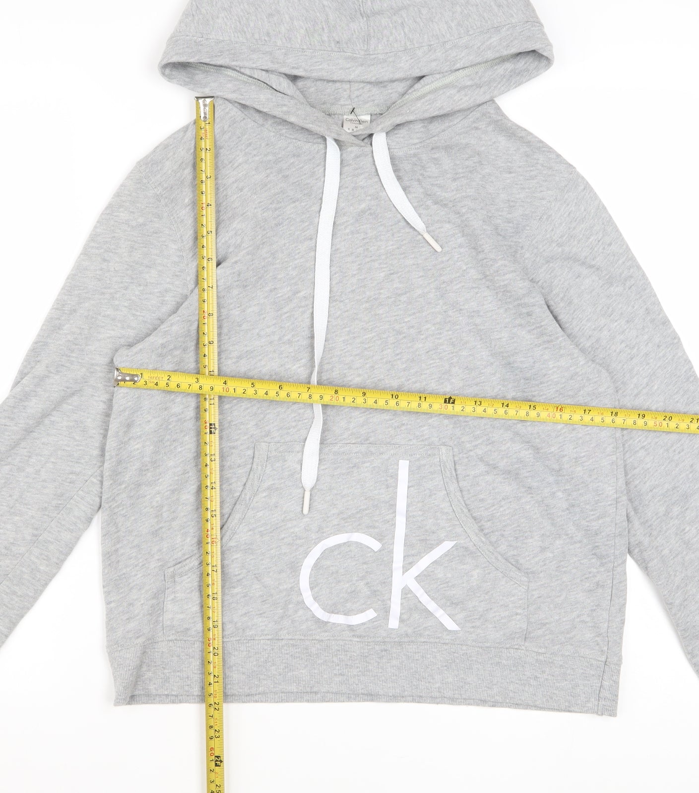 Calvin Klein Women Grey Hoodie Medium Cotton Blend CK Logo