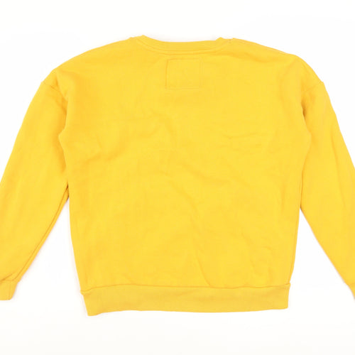 Superdry Womens Yellow Pullover Sweatshirt UK 12 Cotton Blend