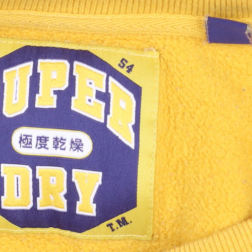 Superdry Womens Yellow Pullover Sweatshirt UK 12 Cotton Blend