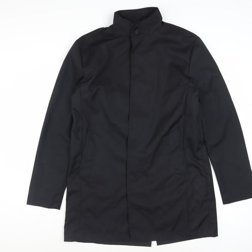 Brave Soul Men's Black Polyester Overcoat M Regular Fit Stand Collar