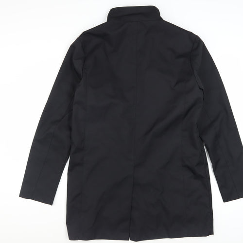 Brave Soul Men's Black Polyester Overcoat M Regular Fit Stand Collar