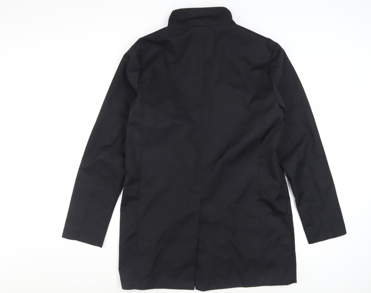 Brave Soul Men's Black Polyester Overcoat M Regular Fit Stand Collar