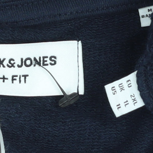 Jack & Jones Men’s Blue Pullover Hoodie XL Logo Graphic Fleece