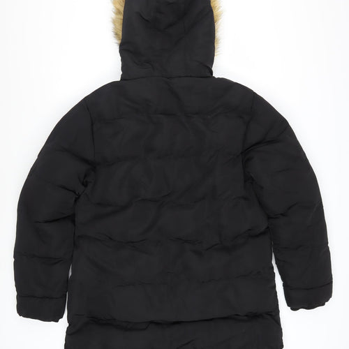 SoulCal & Co Women’s Black Long Hooded Puffer Coat Size 12