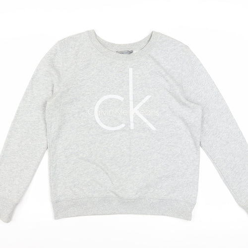 Calvin Klein Jeans Womens Grey Logo Pullover Sweatshirt Size L