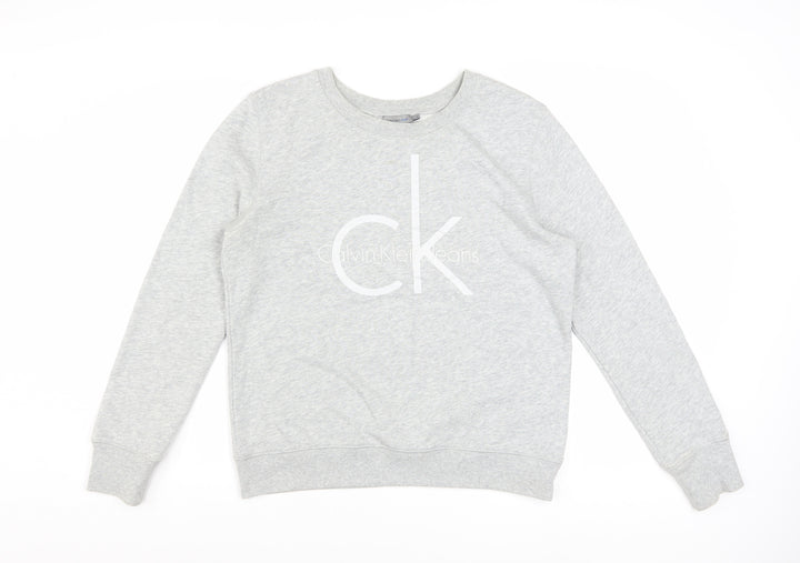 Calvin Klein Jeans Womens Grey Logo Pullover Sweatshirt Size L
