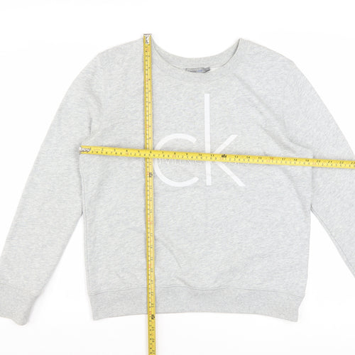 Calvin Klein Jeans Womens Grey Logo Pullover Sweatshirt Size L