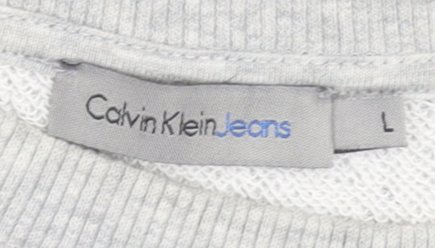 Calvin Klein Jeans Womens Grey Logo Pullover Sweatshirt Size L