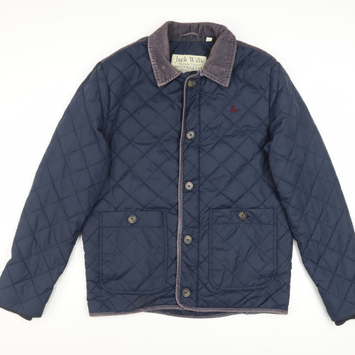 Jack Wills Men's Blue Quilted Nylon Jacket Size L Casual Country Style