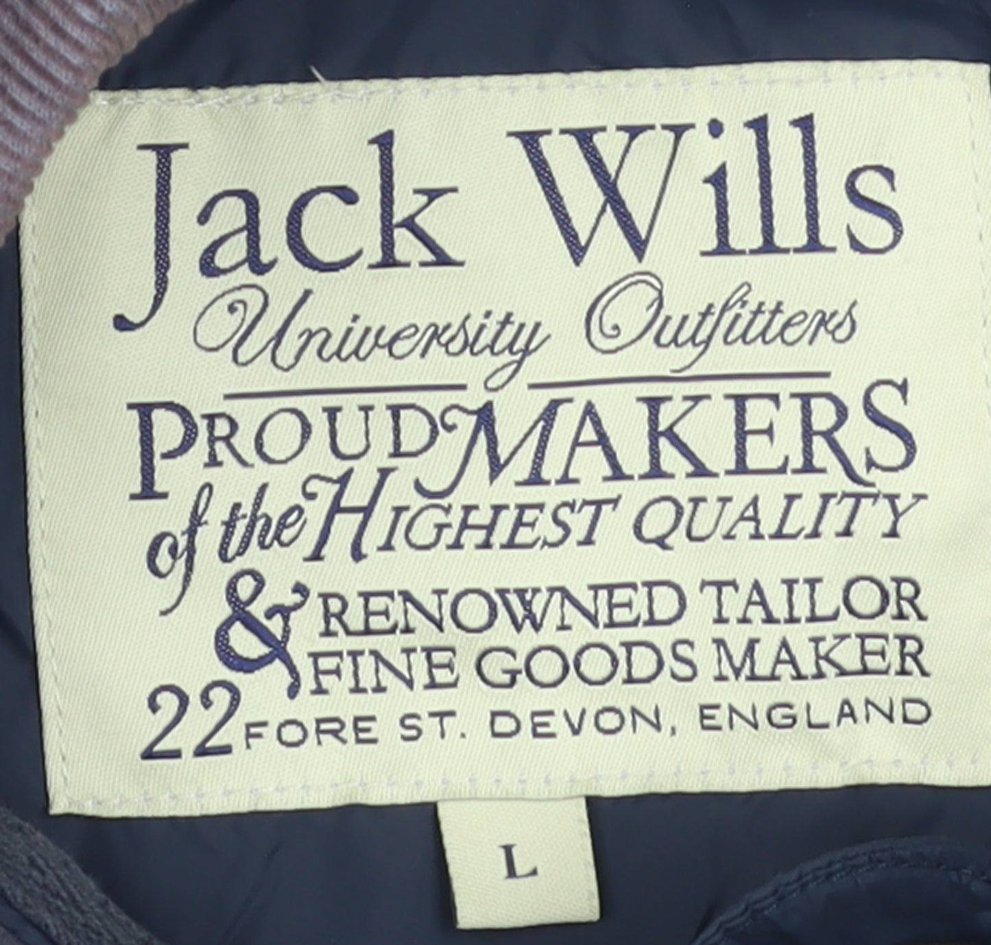 Jack Wills Men's Blue Quilted Nylon Jacket Size L Casual Country Style