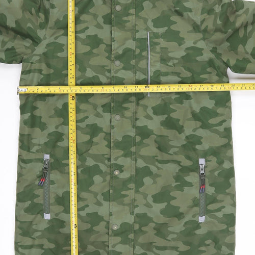 FatFace Boys Green Camo Parka Coat 12-13 Years Hooded Lined Water Resistant