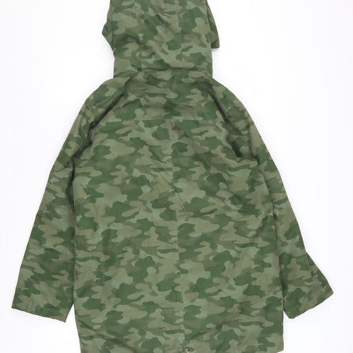 FatFace Boys Green Camo Parka Coat 12-13 Years Hooded Lined Water Resistant