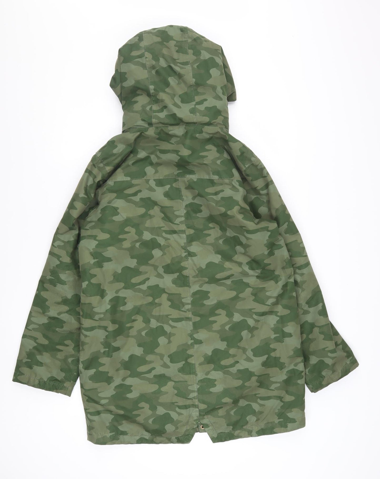 FatFace Boys Green Camo Parka Coat 12-13 Years Hooded Lined Water Resistant