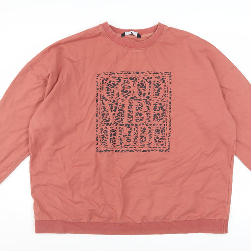 V by Very Womens Pink Graphic Pullover Sweatshirt Size 24 Cotton Blend