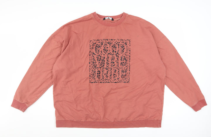 V by Very Womens Pink Graphic Pullover Sweatshirt Size 24 Cotton Blend