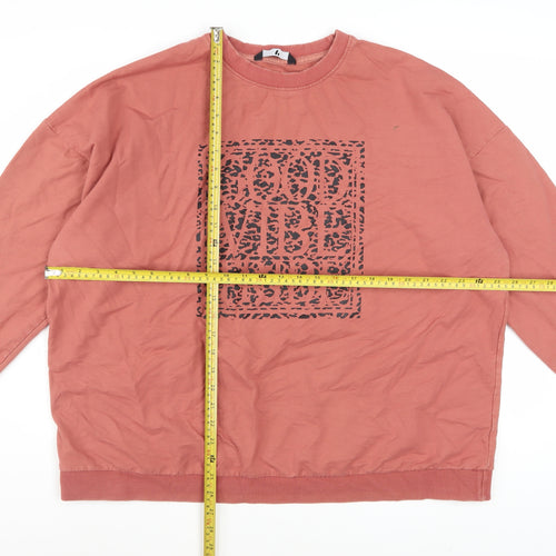 V by Very Womens Pink Graphic Pullover Sweatshirt Size 24 Cotton Blend
