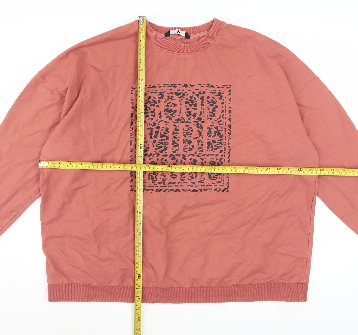 V by Very Womens Pink Graphic Pullover Sweatshirt Size 24 Cotton Blend