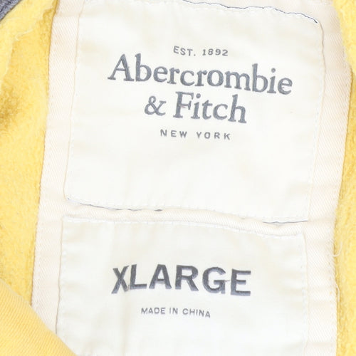 Abercrombie & Fitch Men’s Yellow Pullover Hoodie XL Embroidered Classic