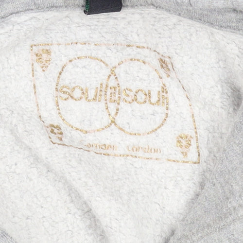 Soul II Soul Men's Grey Hoodie L Pullover Graphic Print Cotton