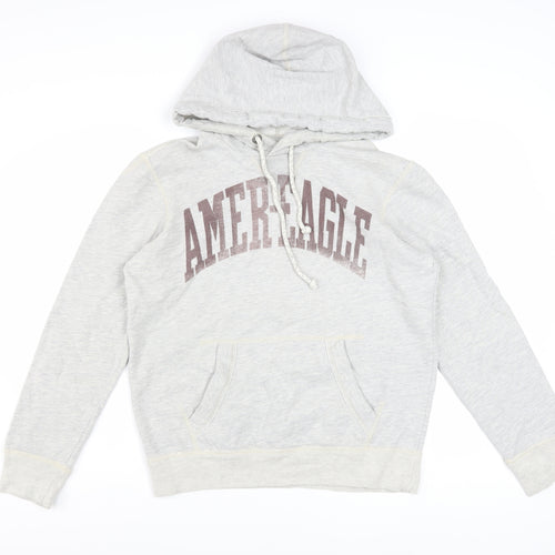 American Eagle Outfitters Mens Grey XS Pullover Hoodie Athletic Fit Logo