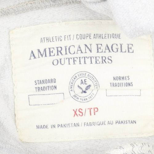 American Eagle Outfitters Mens Grey XS Pullover Hoodie Athletic Fit Logo